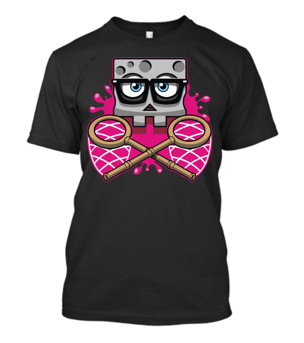Jellyfish Or Die Glasses Square Character Pink Splatter Crossed Nets T-Shirt