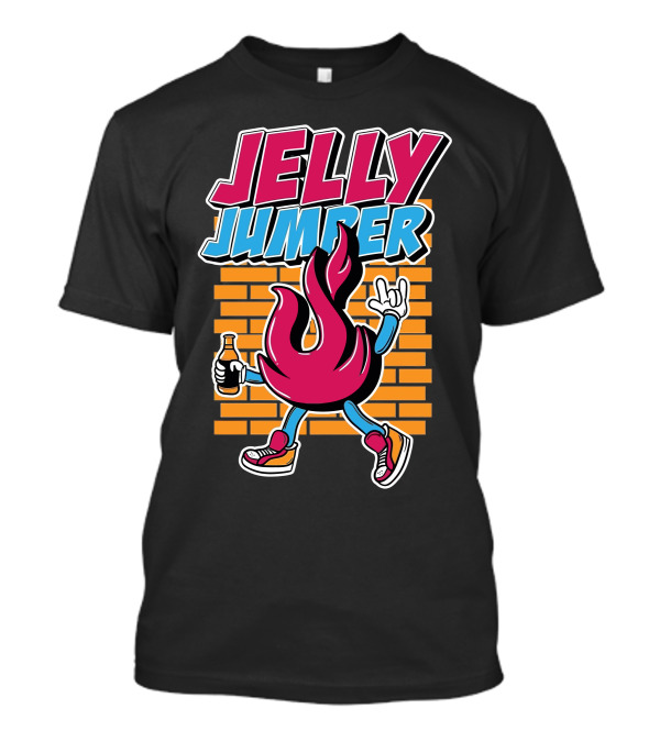 Jellyjumper Flame Character Brick Wall Rock Hand T-Shirt