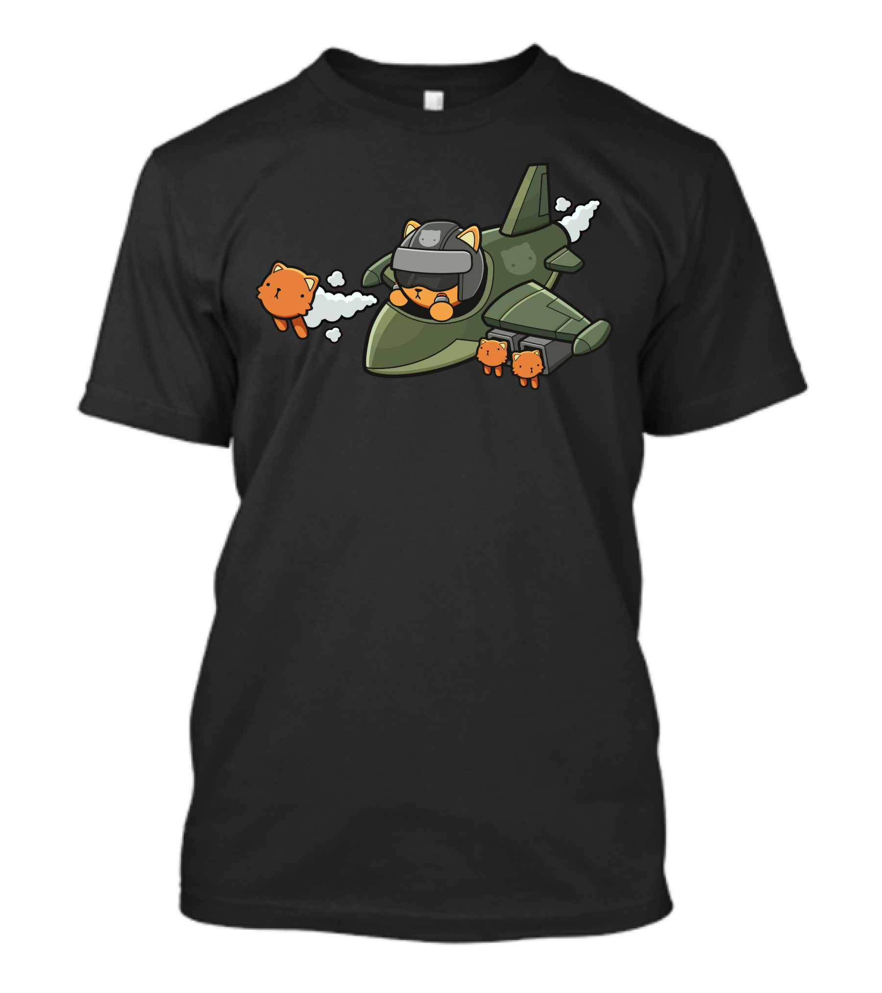 Jet Cat Pilot With Helmet And Flying Kittens T-Shirt