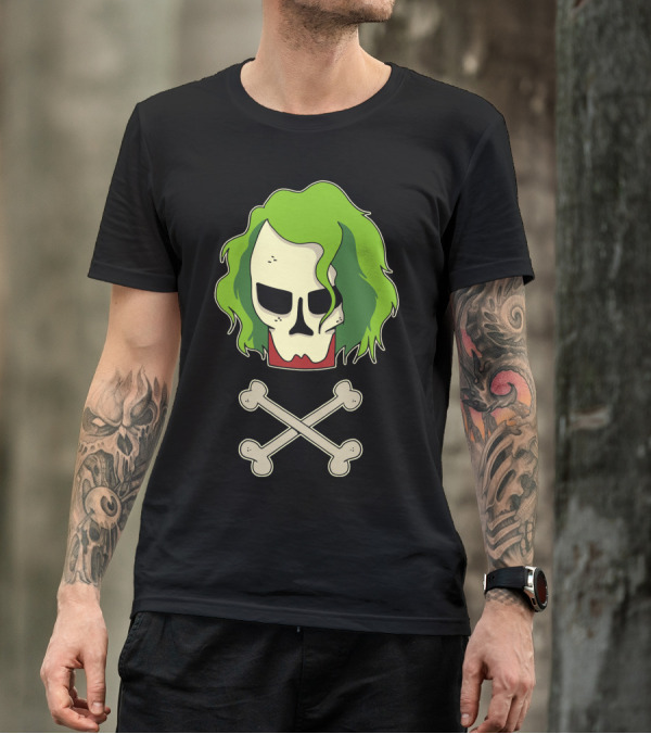 Joker Skull Crossbones Green Hair T-Shirt