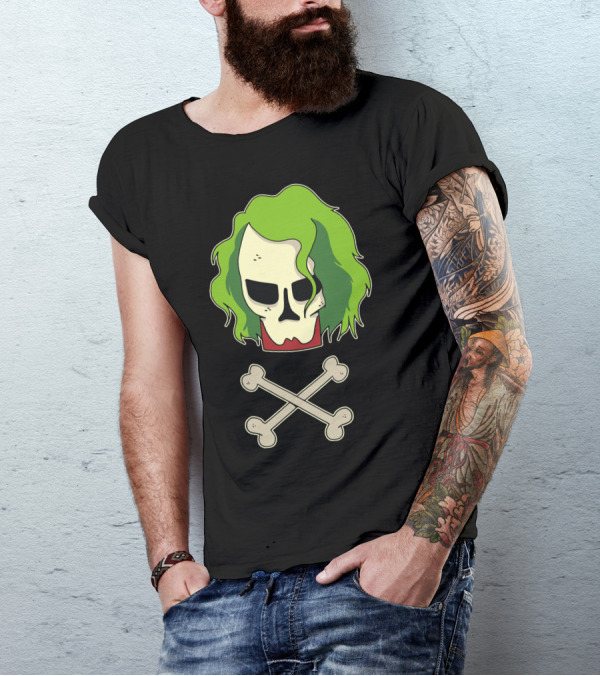 Joker Skull Crossbones Green Hair T-Shirt