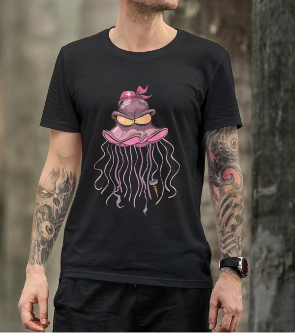 Jolly Pirate Jellyfish With Eye Patch And Tentacles T-Shirt