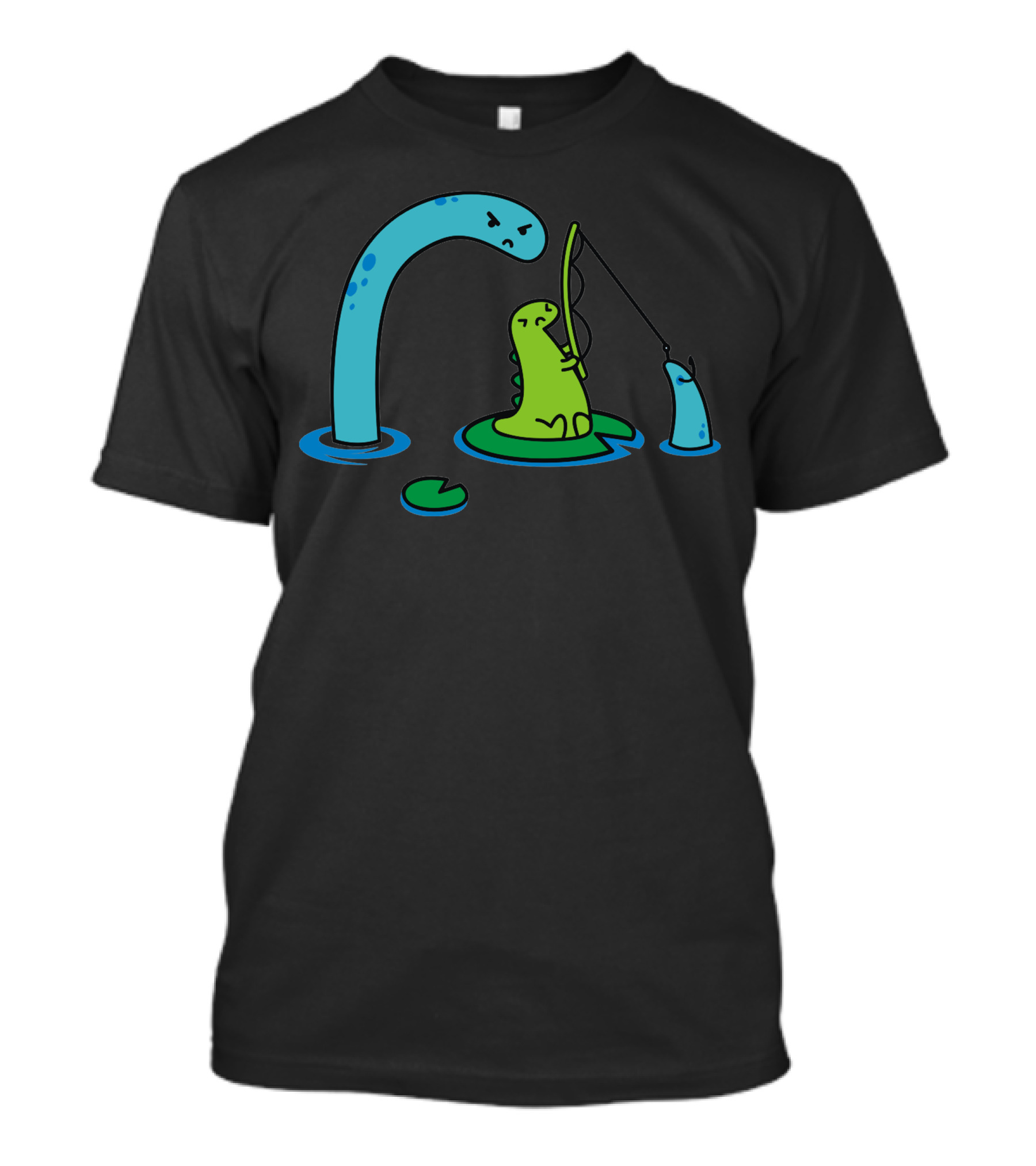 Jurassic Fish Dinosaur Fishing With Loch Ness Monster T-Shirt