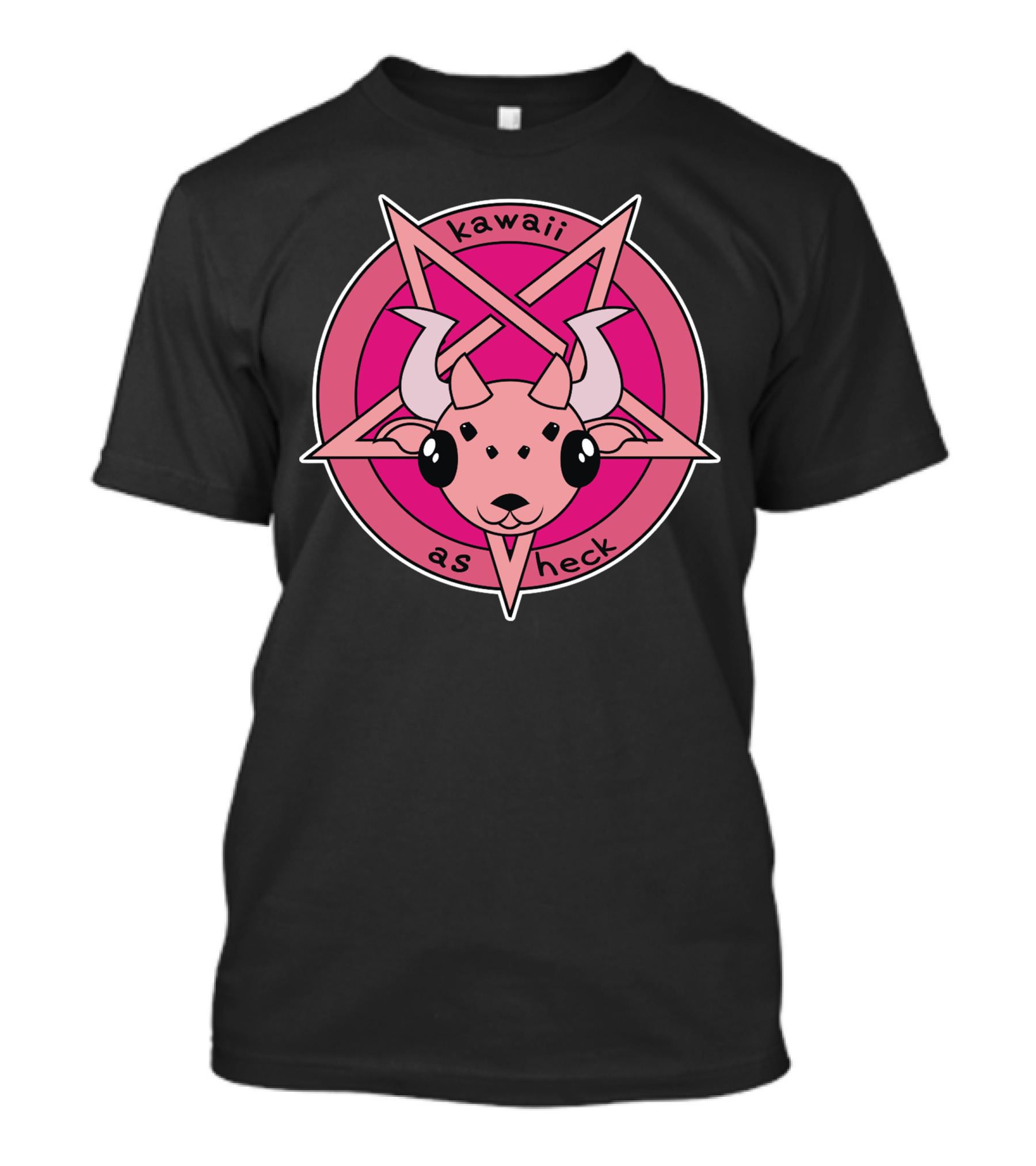 Kawaii As Heck Cute Pink Goat Pentagram T-Shirt