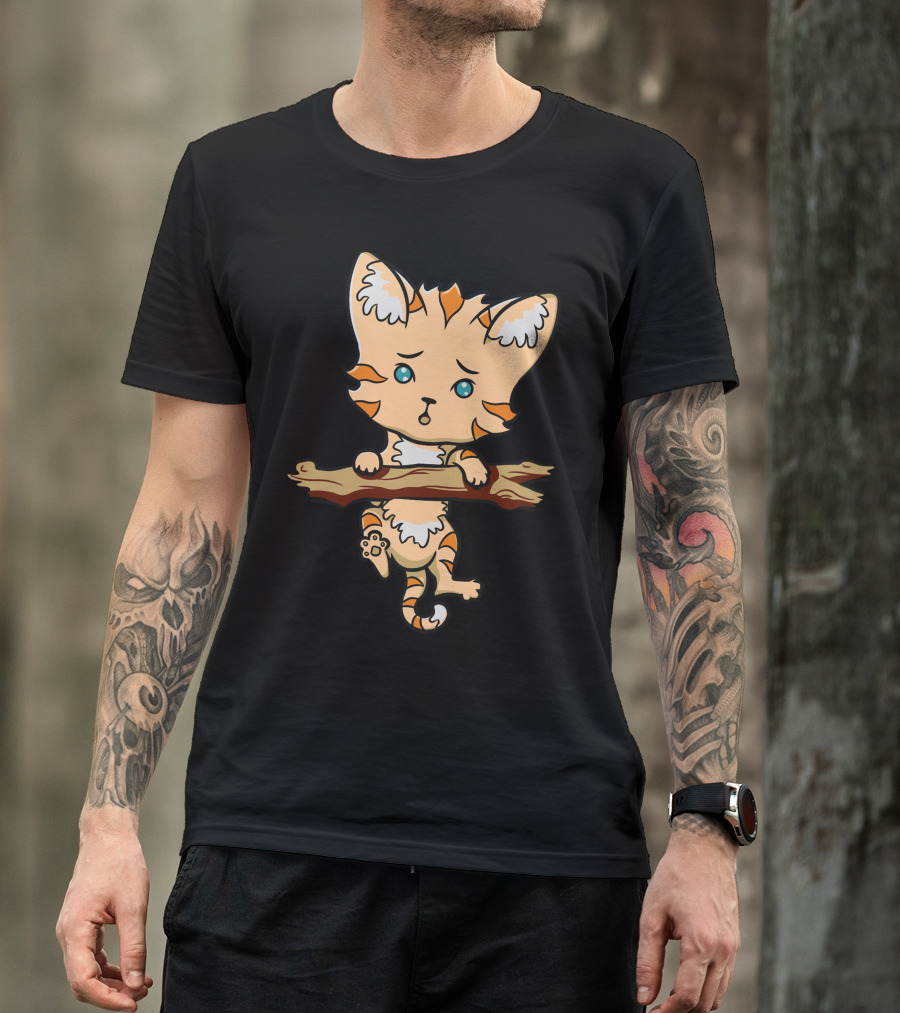 Keep Holding On Cat Hanging From Branch T-Shirt