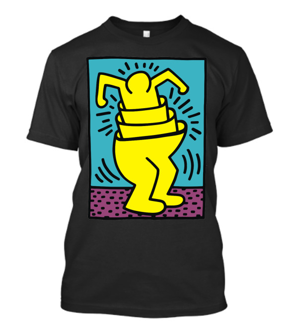 Keith Haring Vibrant Yellow Dancing Figure T-Shirt