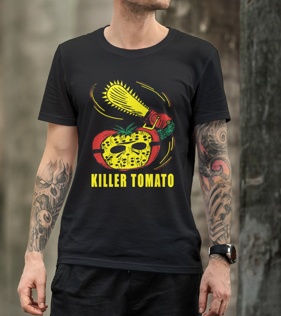 Killer Tomato Jason Mask Chainsaw T-Shirt