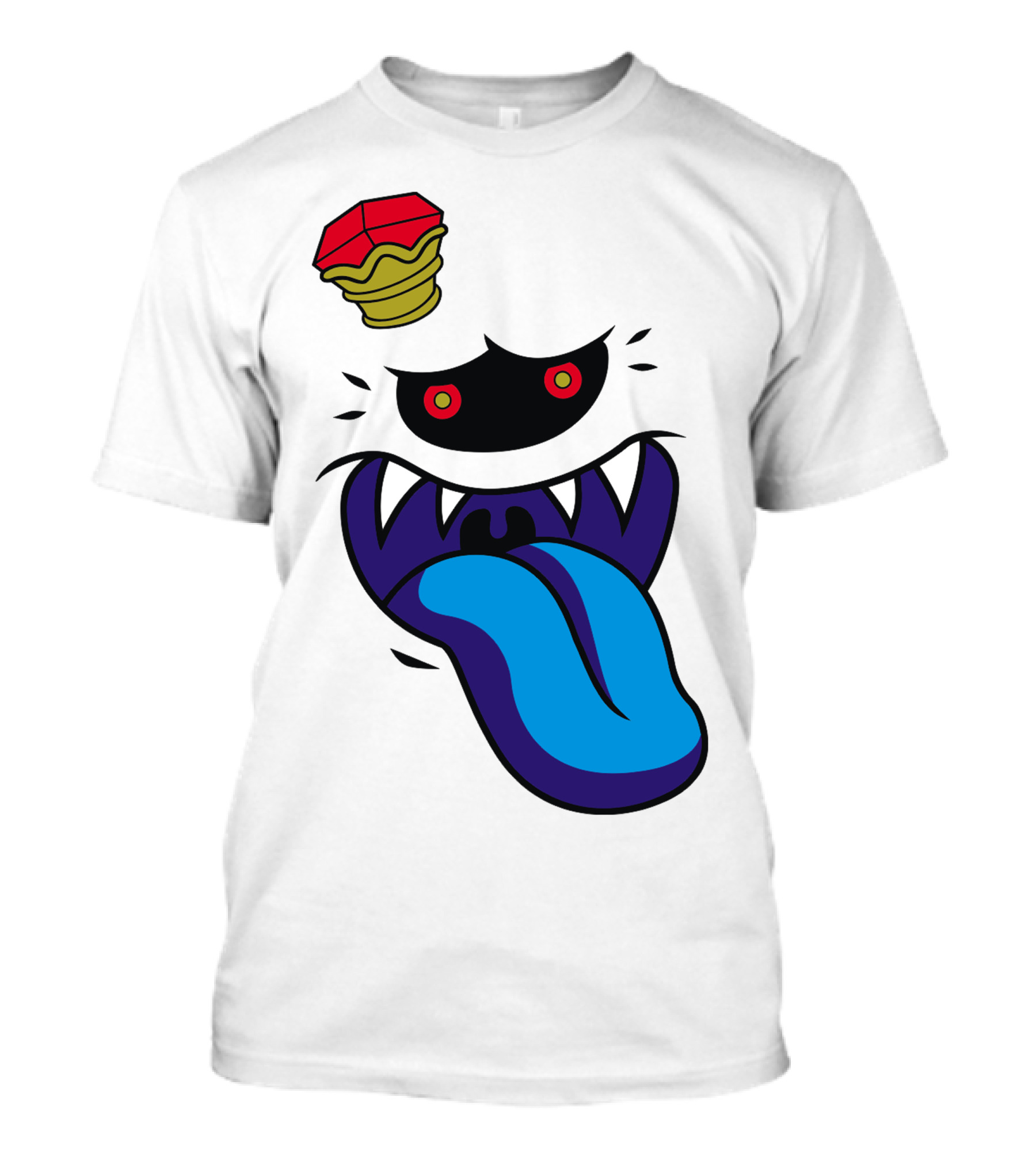 King Of The Boos Red-Eyed Ghostly Blue Tongue Crown T-Shirt