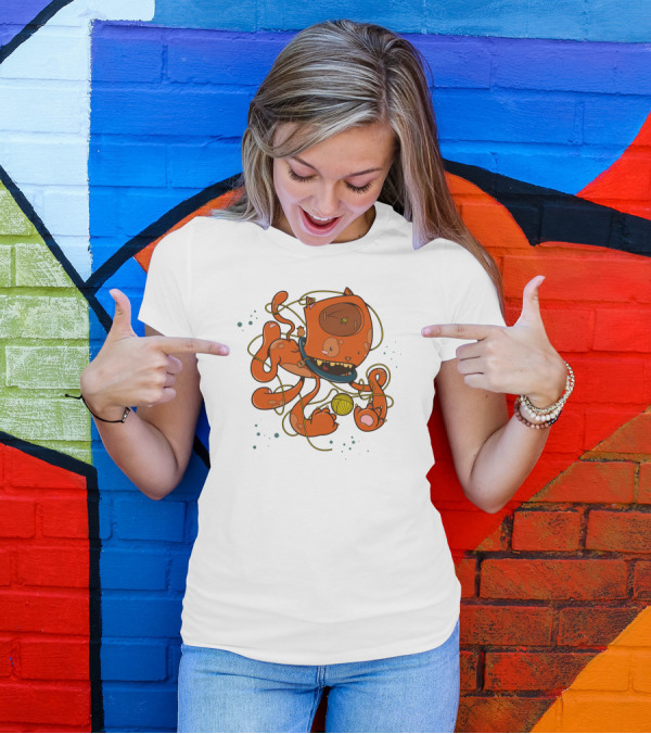 Kittypong Octopus Cat With Yarnball Playful T-Shirt