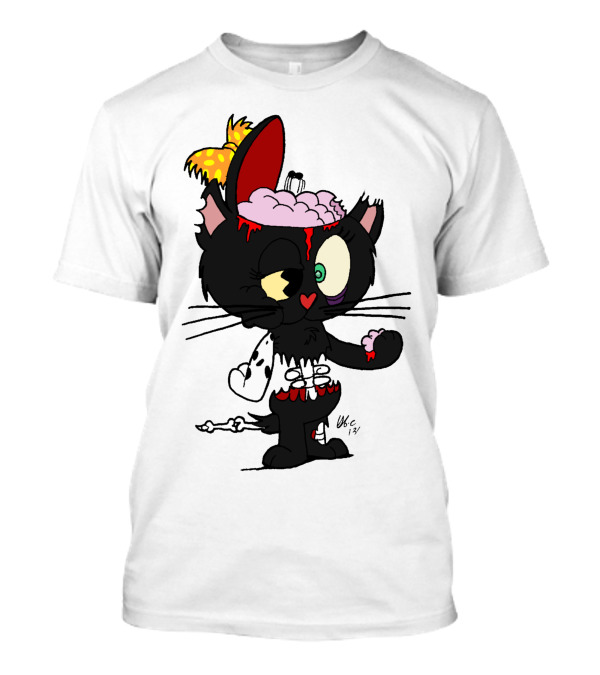 Kitzee Zombie Kitten With Exposed Brain And Bowtie T-Shirt