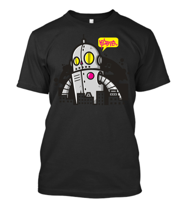 Klbts Robot With Yellow Eyes And Speech Bubble T-Shirt