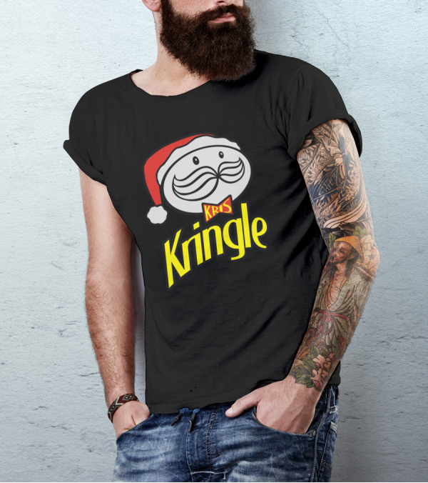 Kris Kringle Pringles Parody Santa Hat Mustache T-Shirt
