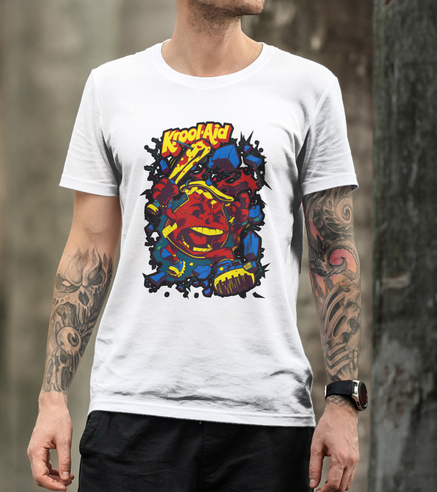 Krool Aid Rampaging Cartoon Bat Smash Explosion Comic T-Shirt