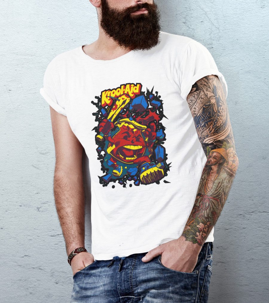 Krool Aid Rampaging Cartoon Bat Smash Explosion Comic T-Shirt