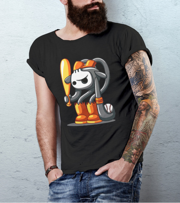 Kwalic Cartoon Baseball Bat And Cap Character T-Shirt