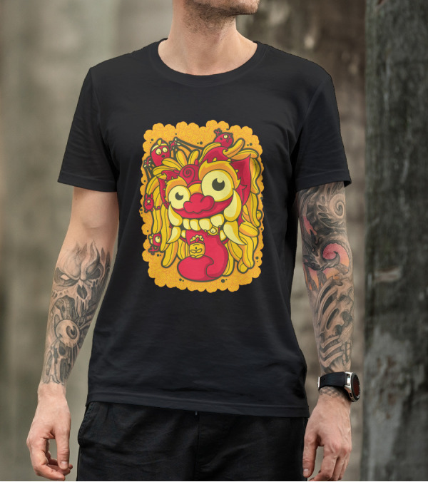 Leak Monster Cartoon With Yellow And Red Loopy T-Shirt