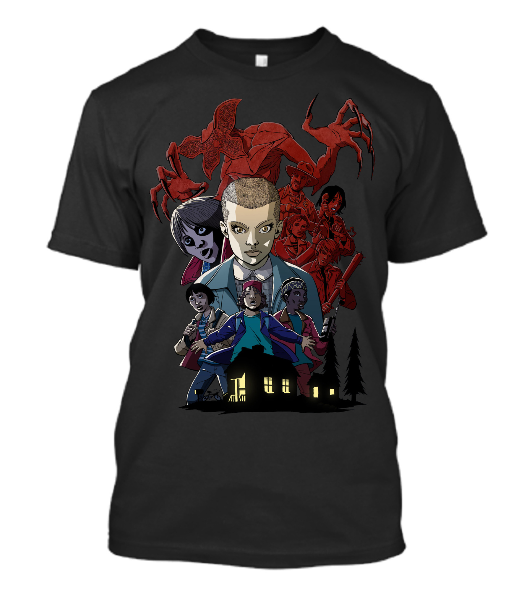 Stranger Things Commission Eleven Demogorgon Group Scene T-Shirt