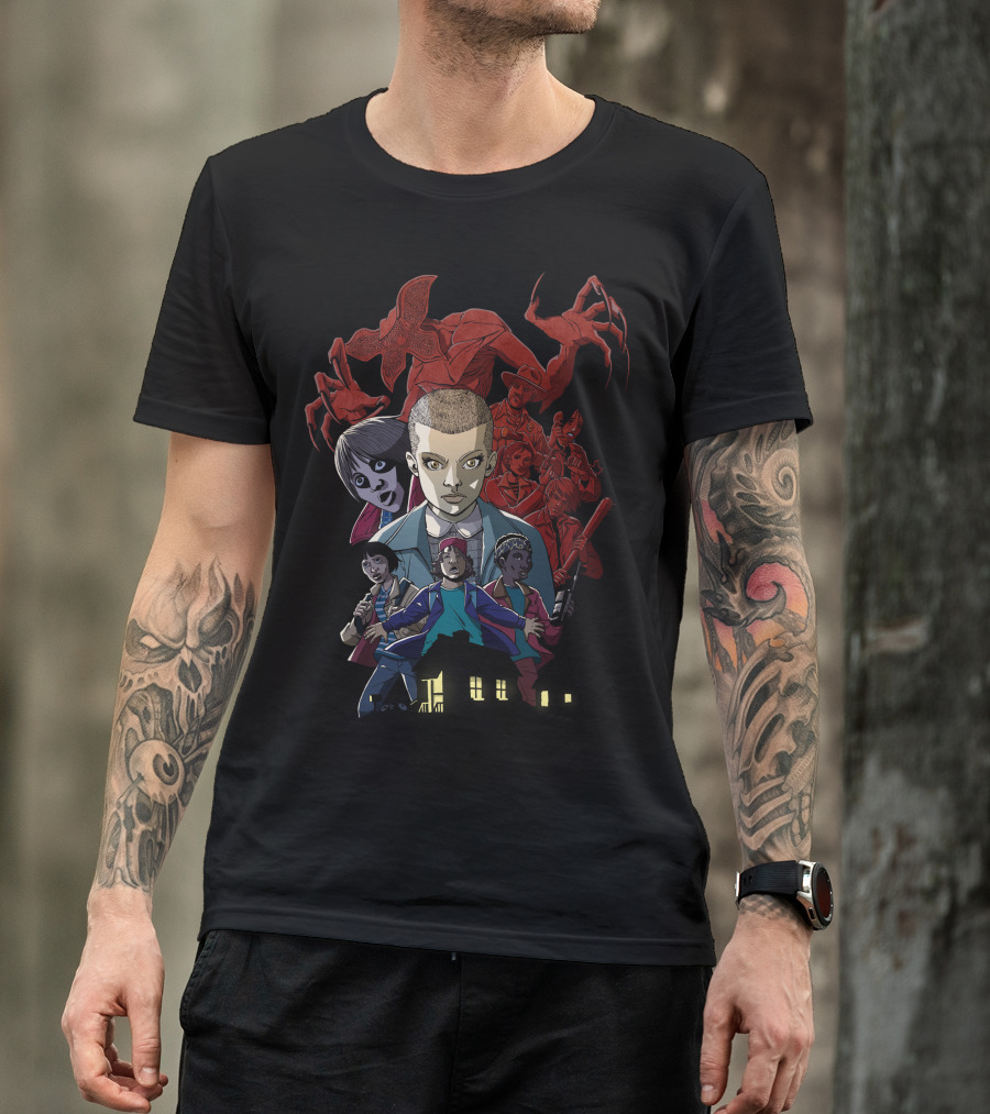 Stranger Things Commission Eleven Demogorgon Group Scene T-Shirt