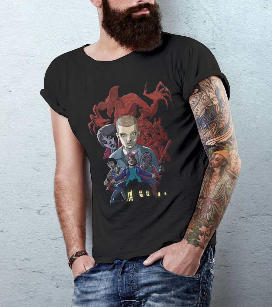 Stranger Things Commission Eleven Demogorgon Group Scene T-Shirt