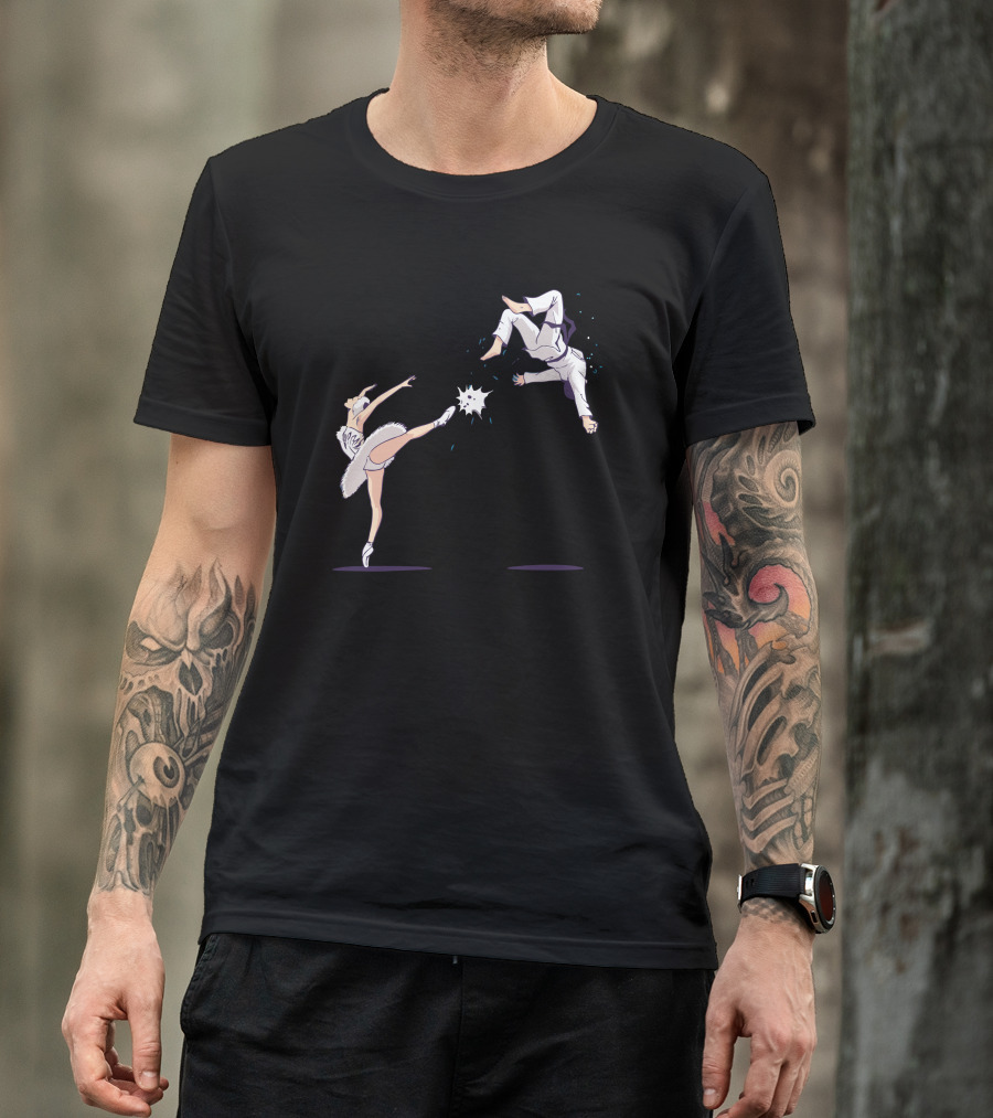 Karate Ballet Duel Swan Kick Battle T-Shirt