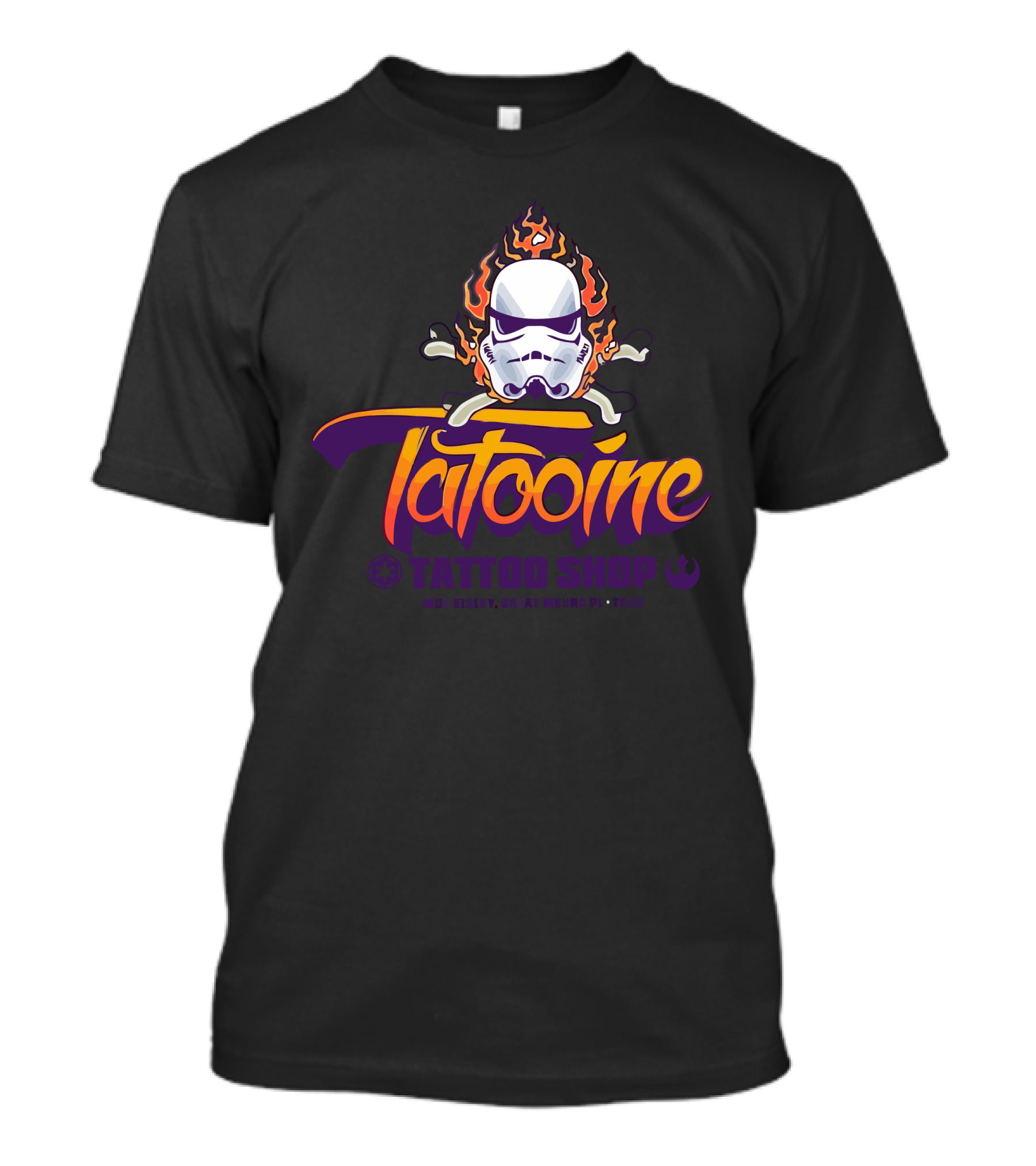 Tatooine Tattoo Shop Stormtrooper Helmet Fire T-Shirt