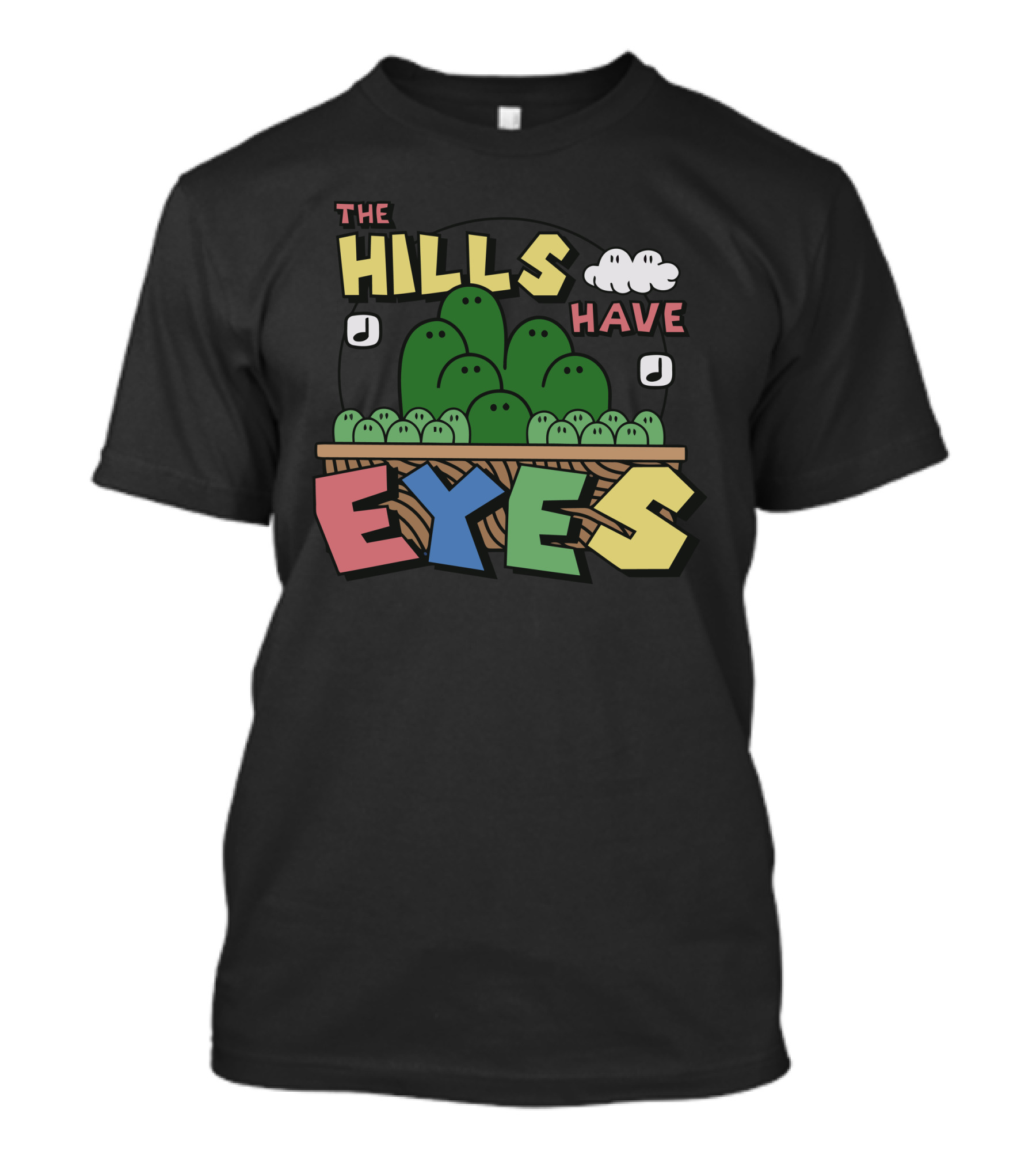 The Hills Have Eyes Mario-Inspired Hills With Faces And Clouds T-Shirt