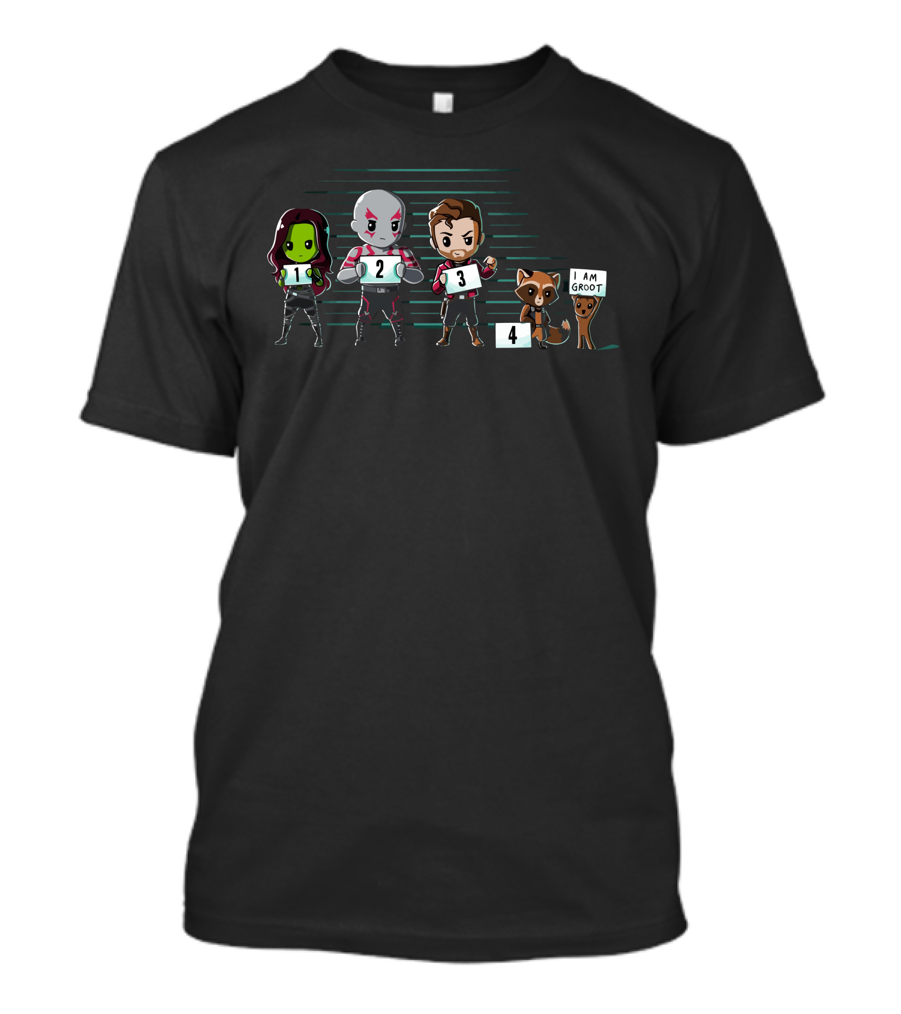 The Lineup 1 2 3 4 I Am Groot Guardians Of The Galaxy Characters T-Shirt