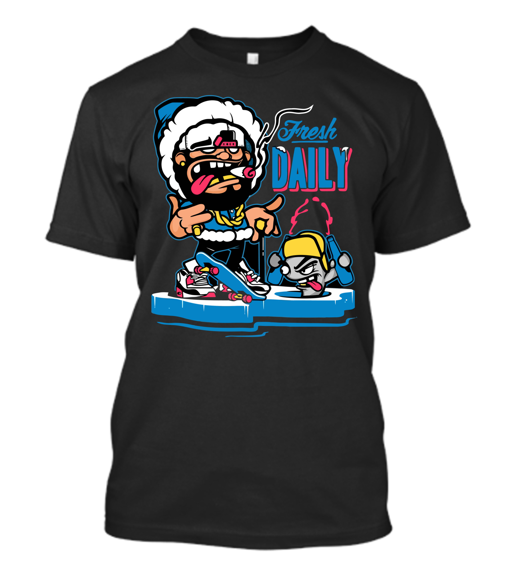 Fresh Daily Street Style Skateboarding Characters T-Shirt
