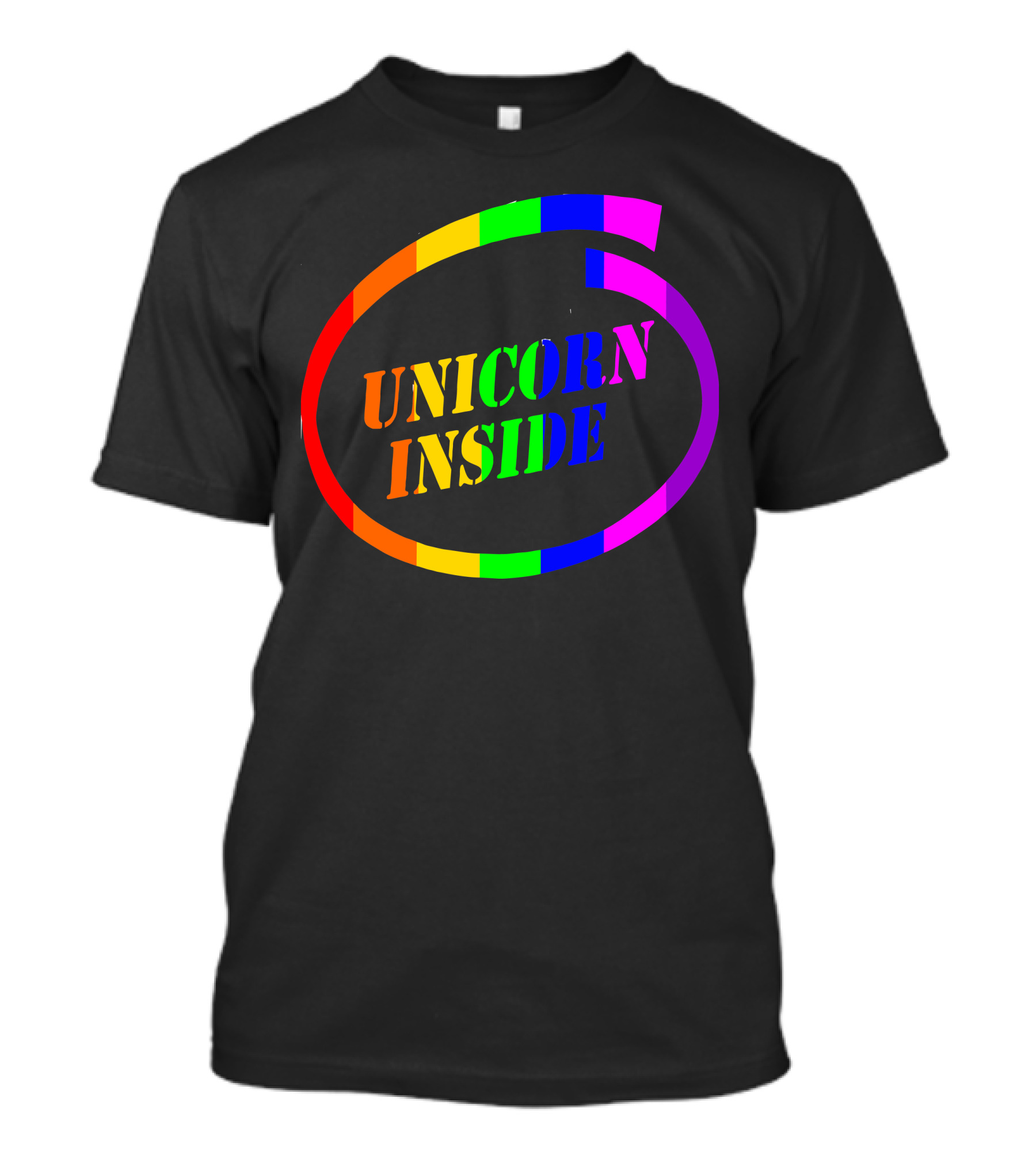 Unicorn Inside Rainbow Graphic Fun T-Shirt
