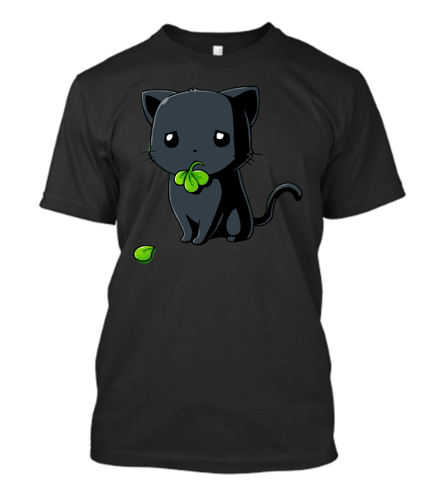 Unlucky Black Cat With Broken Leaf In Mouth T-Shirt