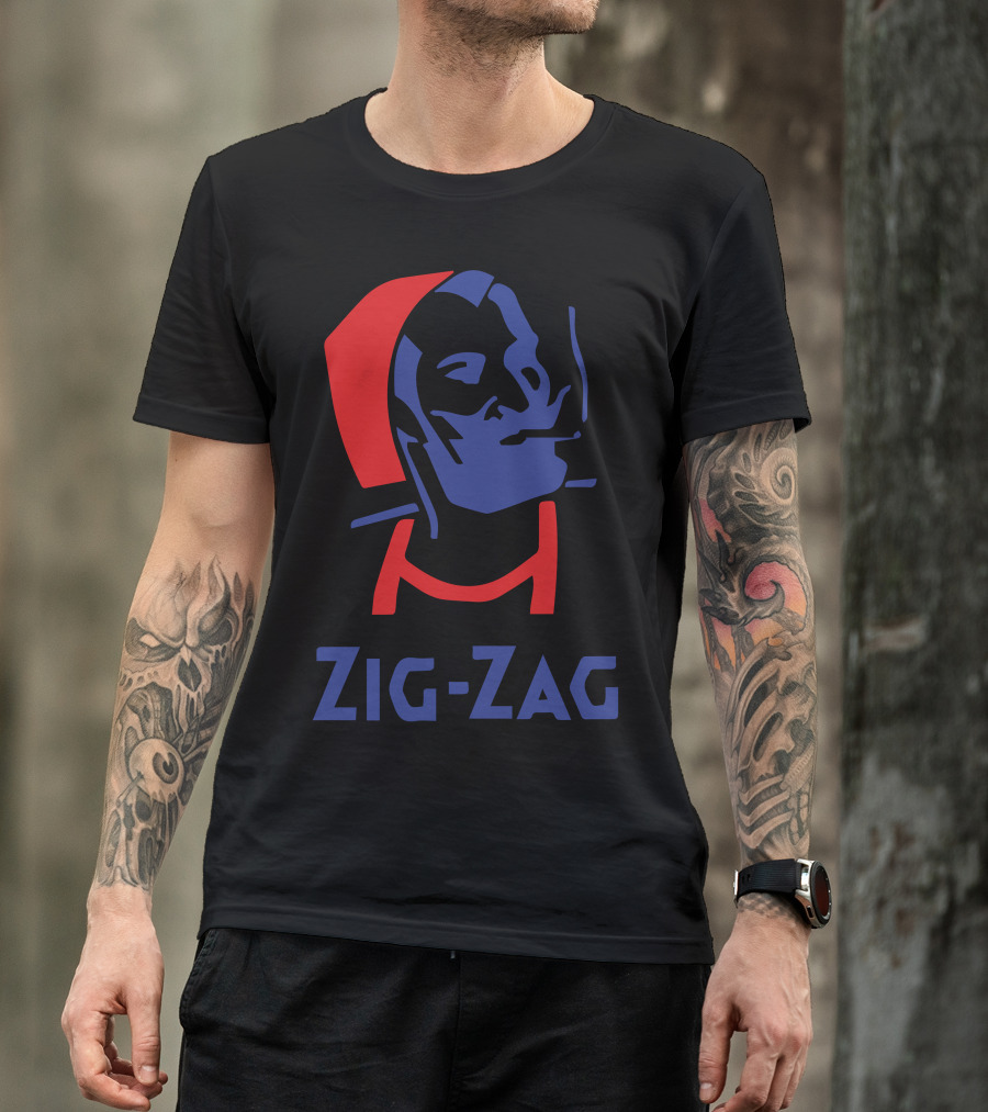 Zig Zag Smoking Man Red And Blue T-Shirt