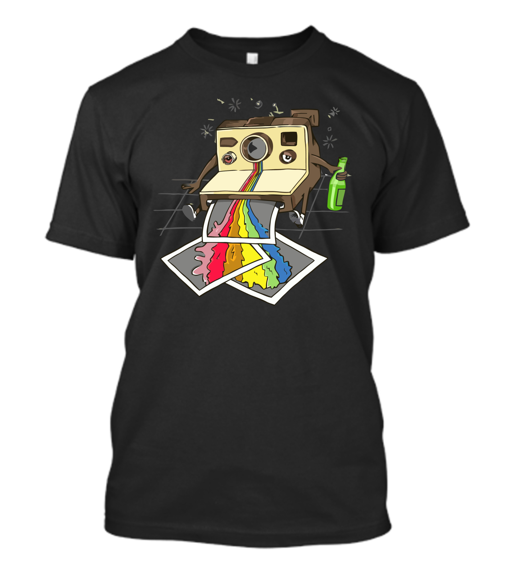 Polaroid Rainbow Vomit Camera With Bottle T-Shirt