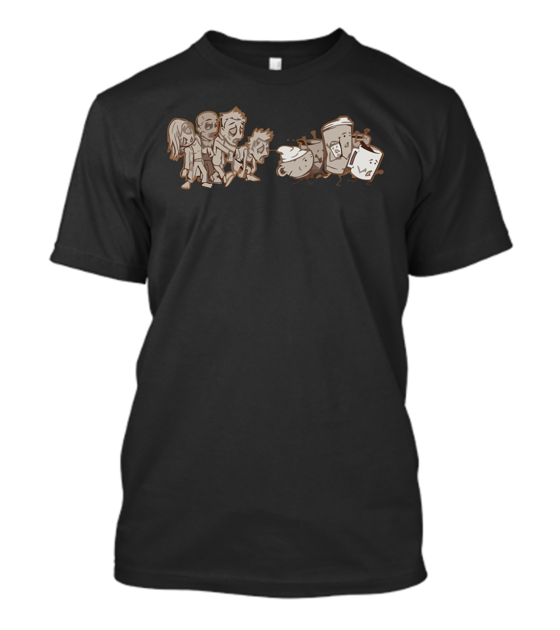 Waking Dead Zombie Characters With Coffee And Toast T-Shirt