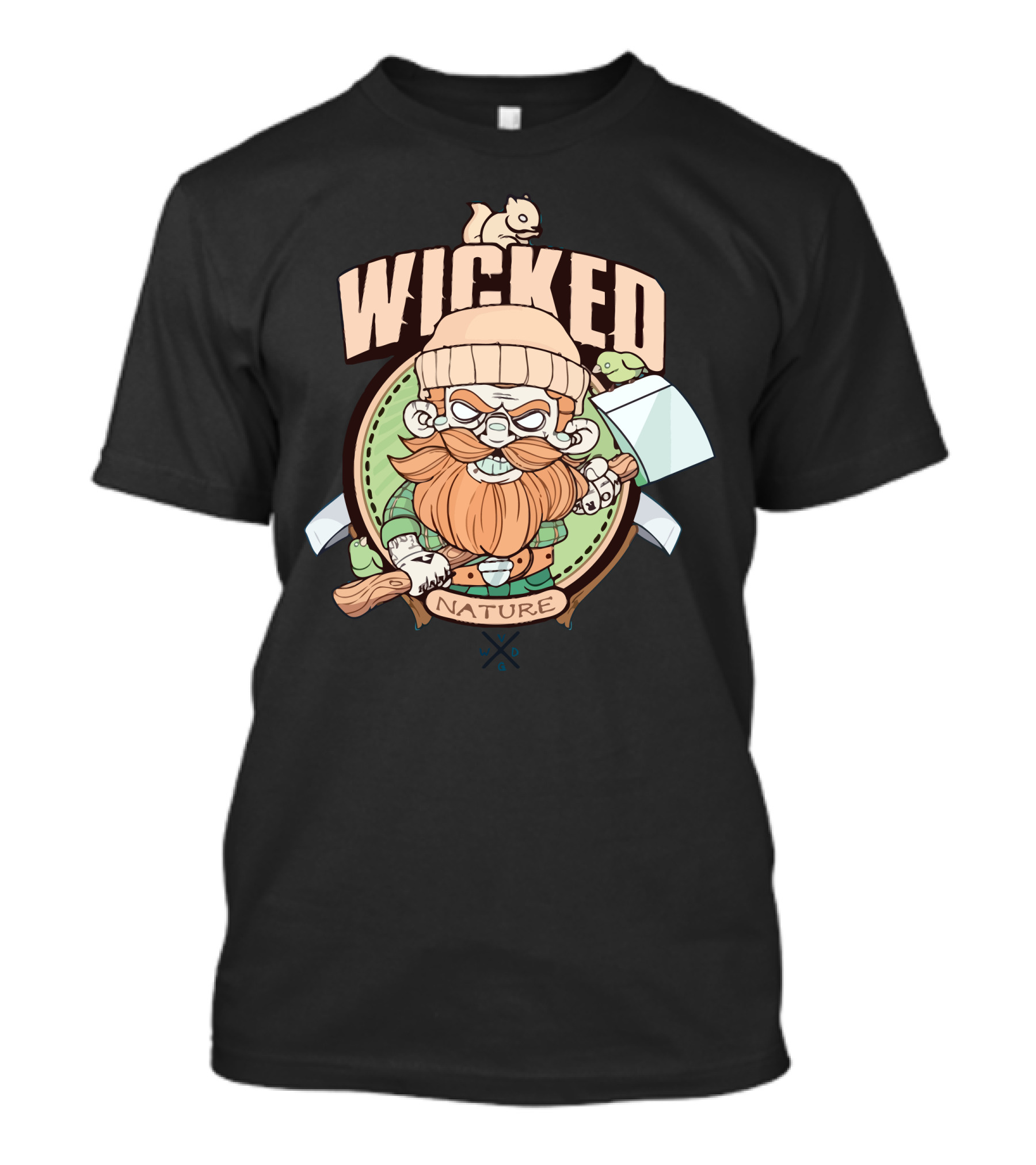 Wicked Nature Lumberjack With Axe And Animals T-Shirt