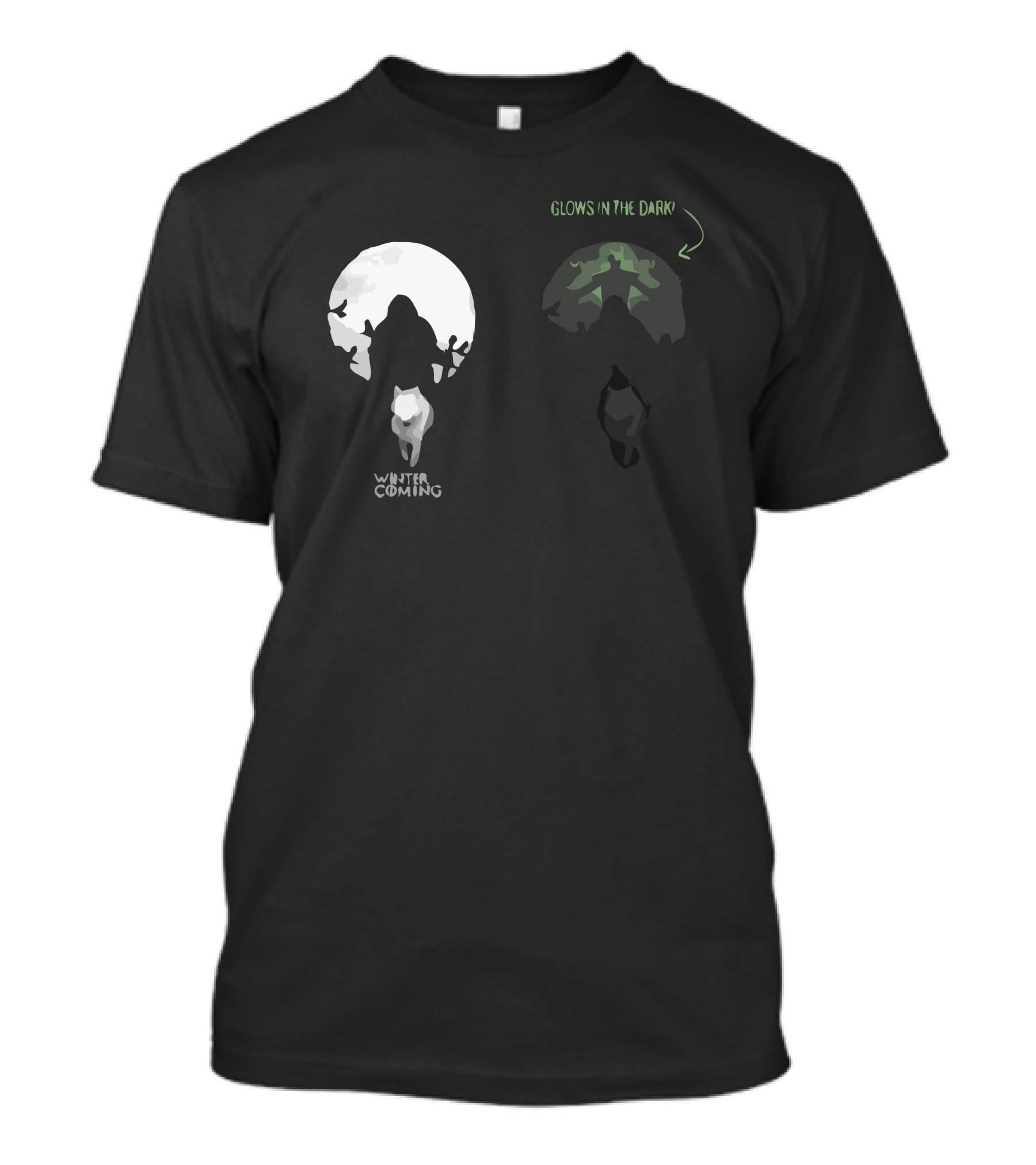 Winter Coming Glow In The Dark Wolf Moon T-Shirt