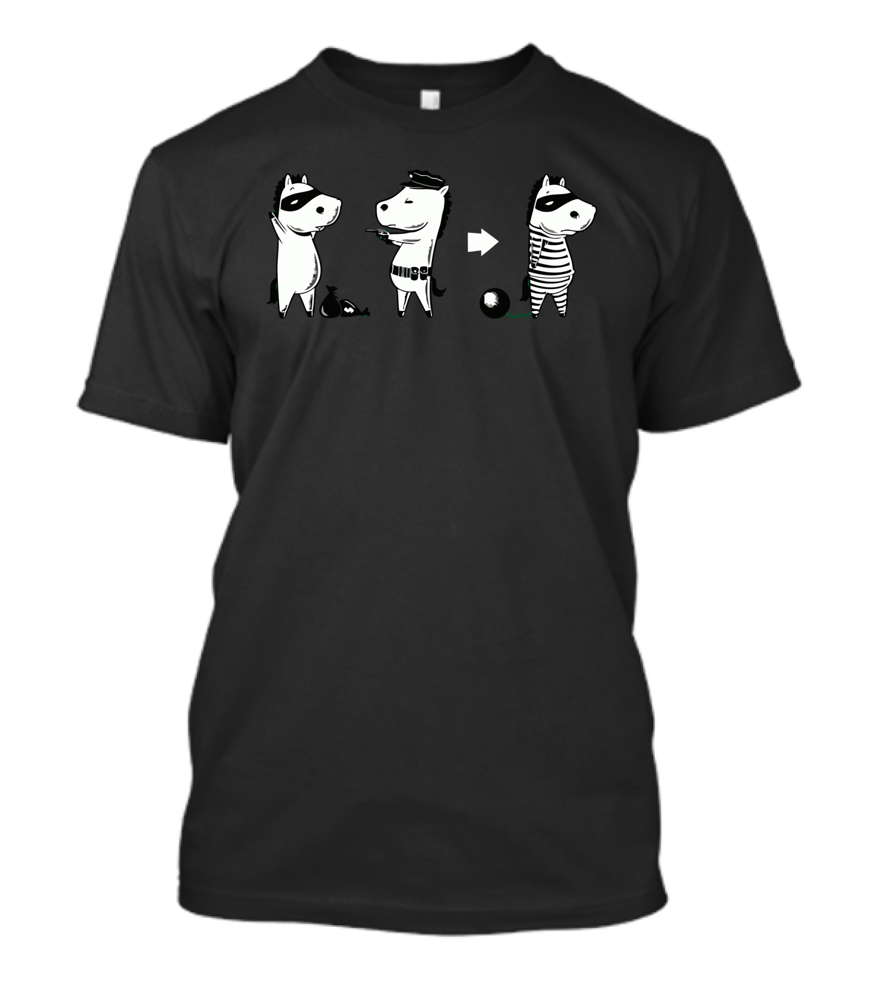 Zebra Transformation: Masked Character To Striped Prison T-Shirt