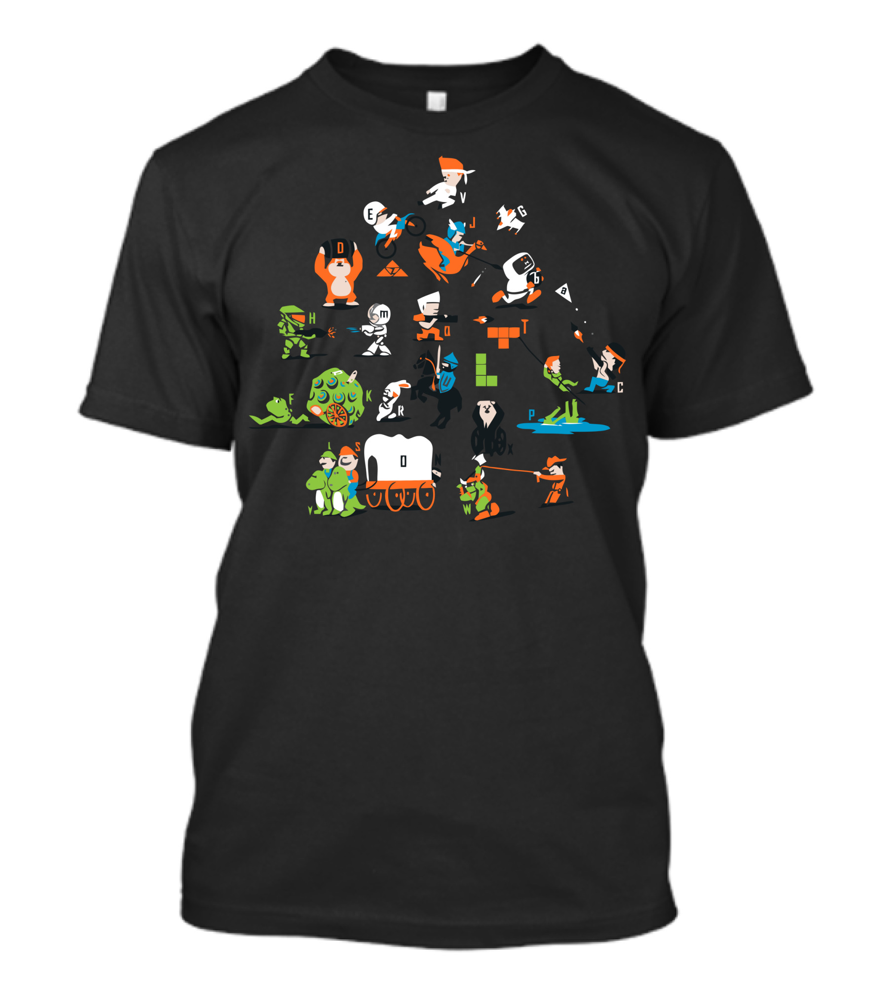 Alpha Battle Retro Video Game Alphabet Characters T-Shirt