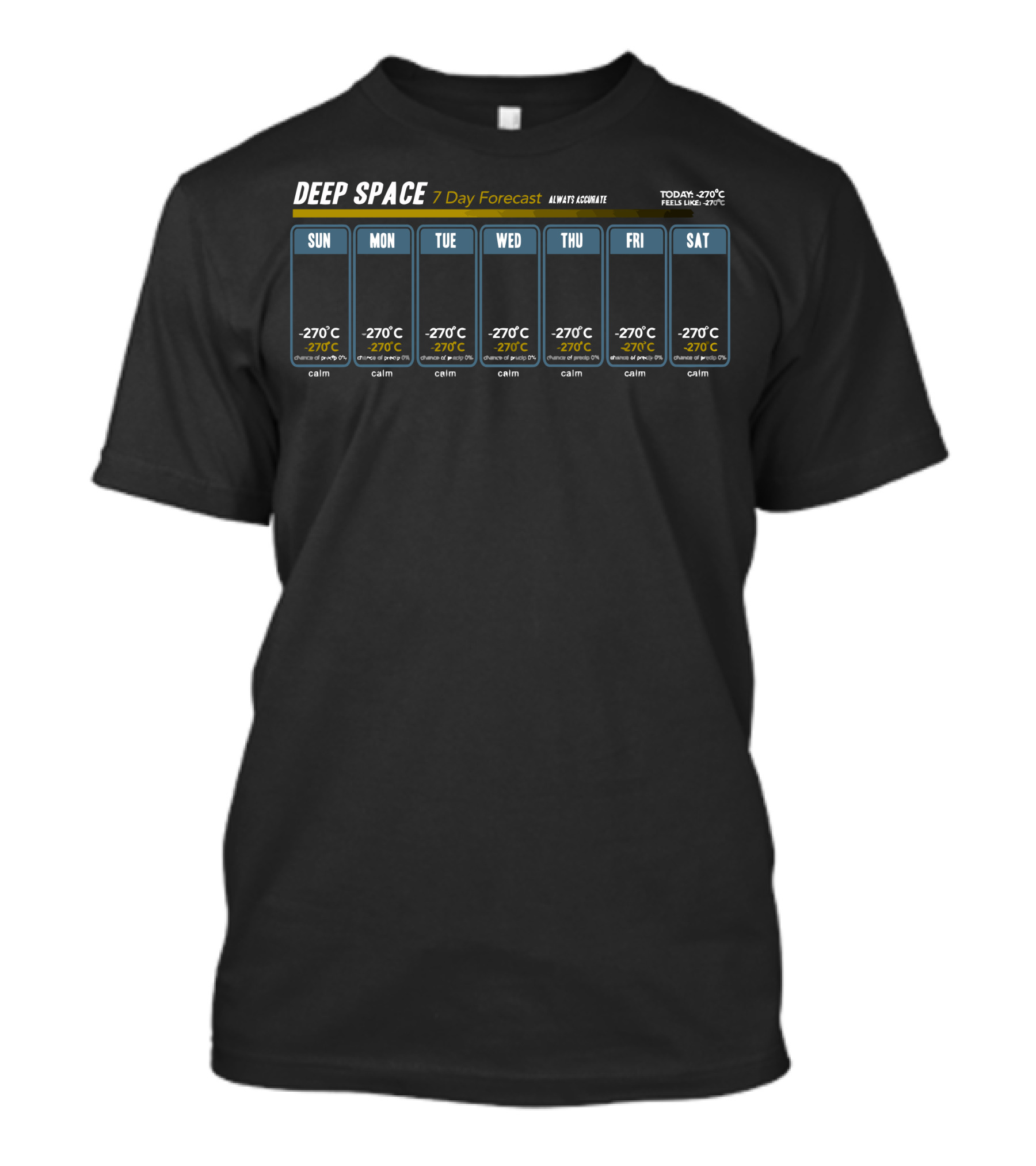 Deep Space 7 Day Forecast Always Accurate -270°C Calm T-Shirt