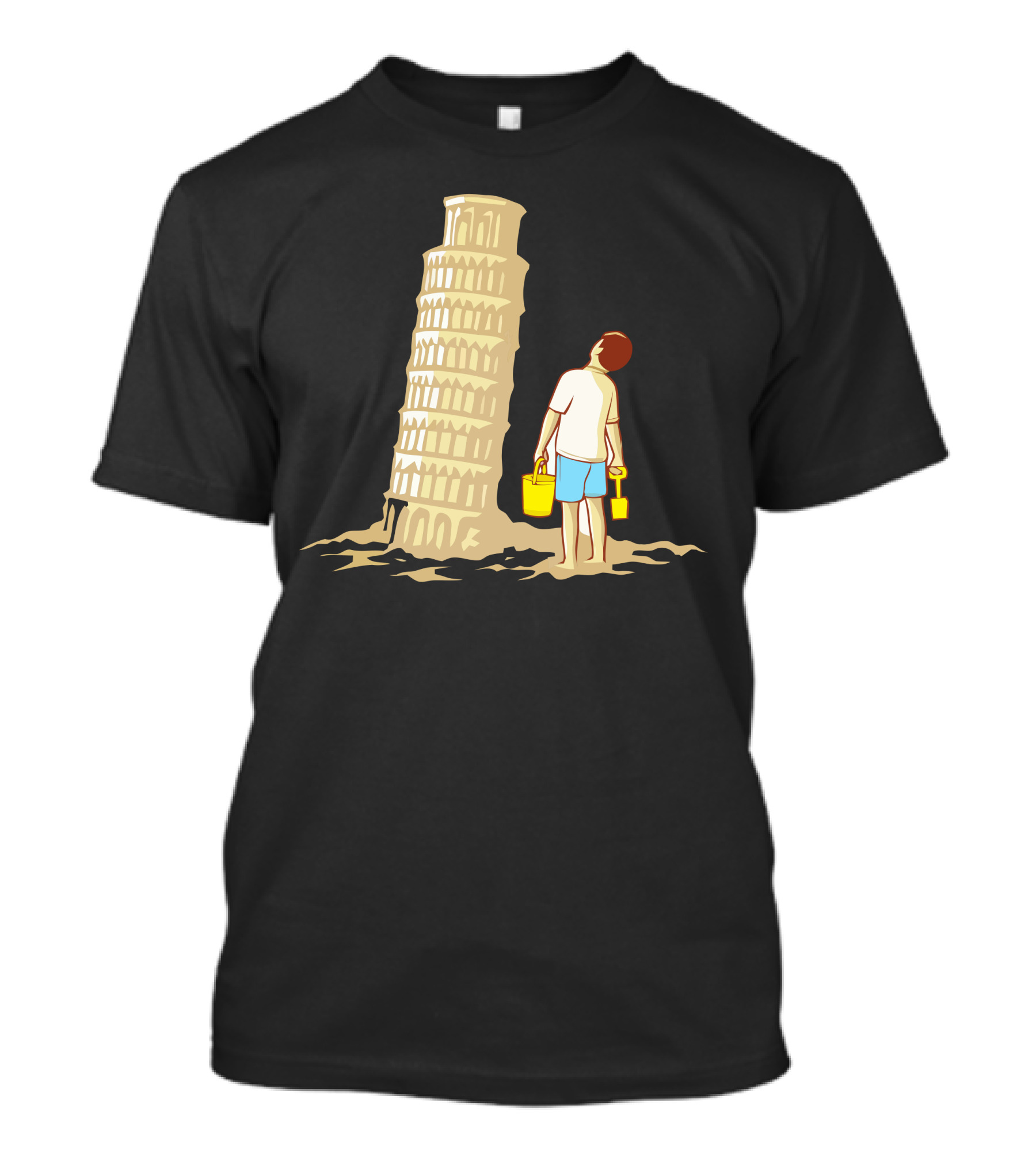 Amateur Sandcastle Leaning Tower Of Pisa Kid Beach Play T-Shirt