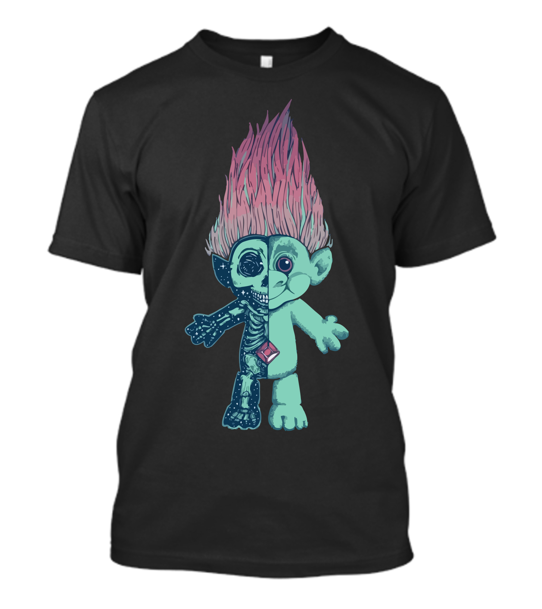 Anatomy Of A Troll Doll With Skeleton And Pink Hair T-Shirt