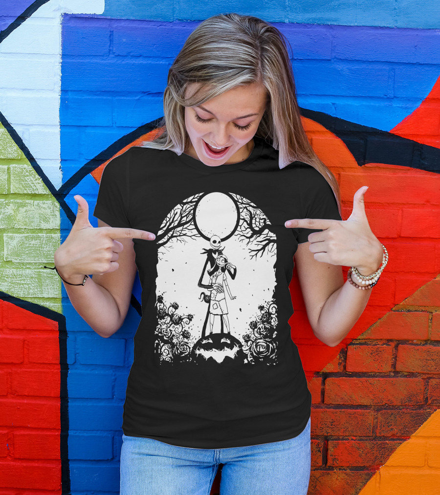 The Nightmare Before Christmas And Sit Together Now And Forever Jack And Sally Moonlit Scene T-Shirt