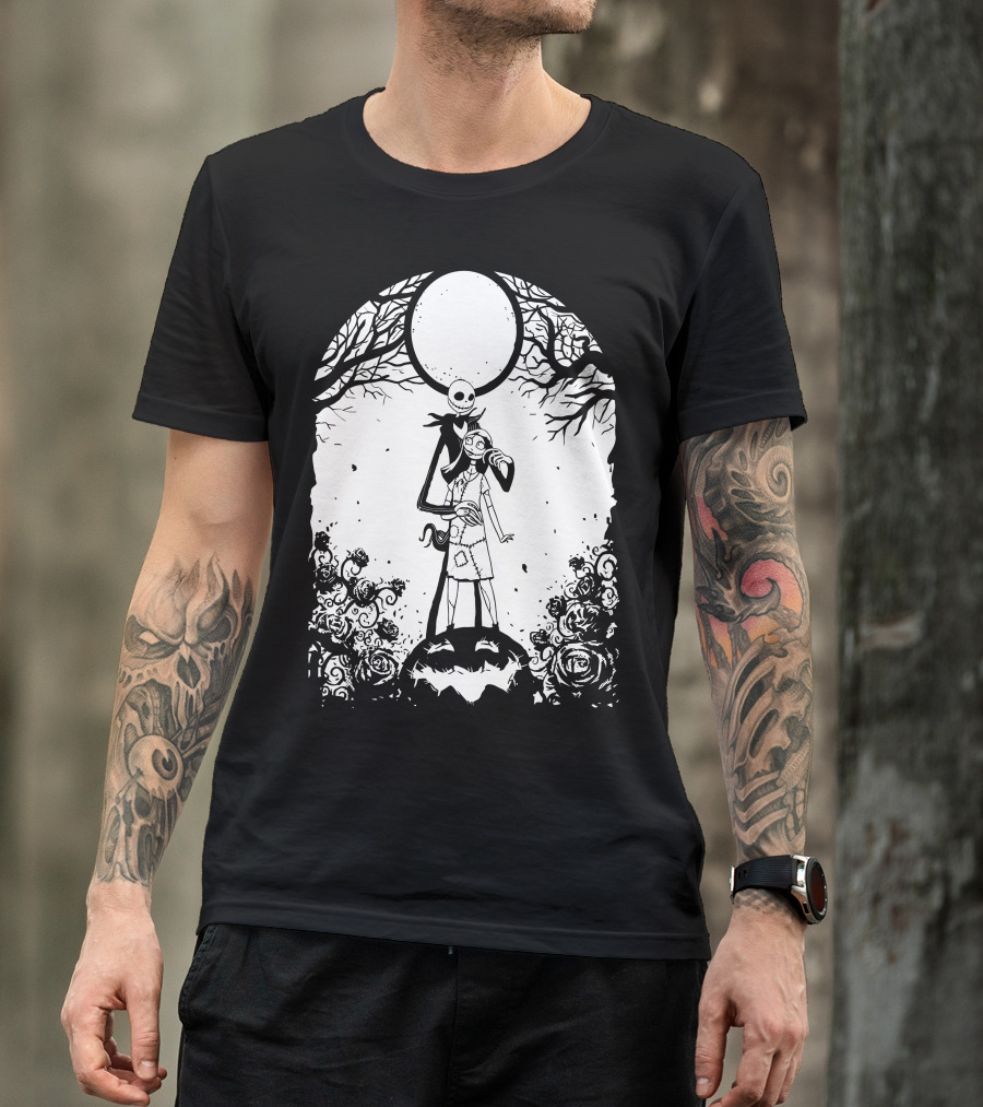 The Nightmare Before Christmas And Sit Together Now And Forever Jack And Sally Moonlit Scene T-Shirt