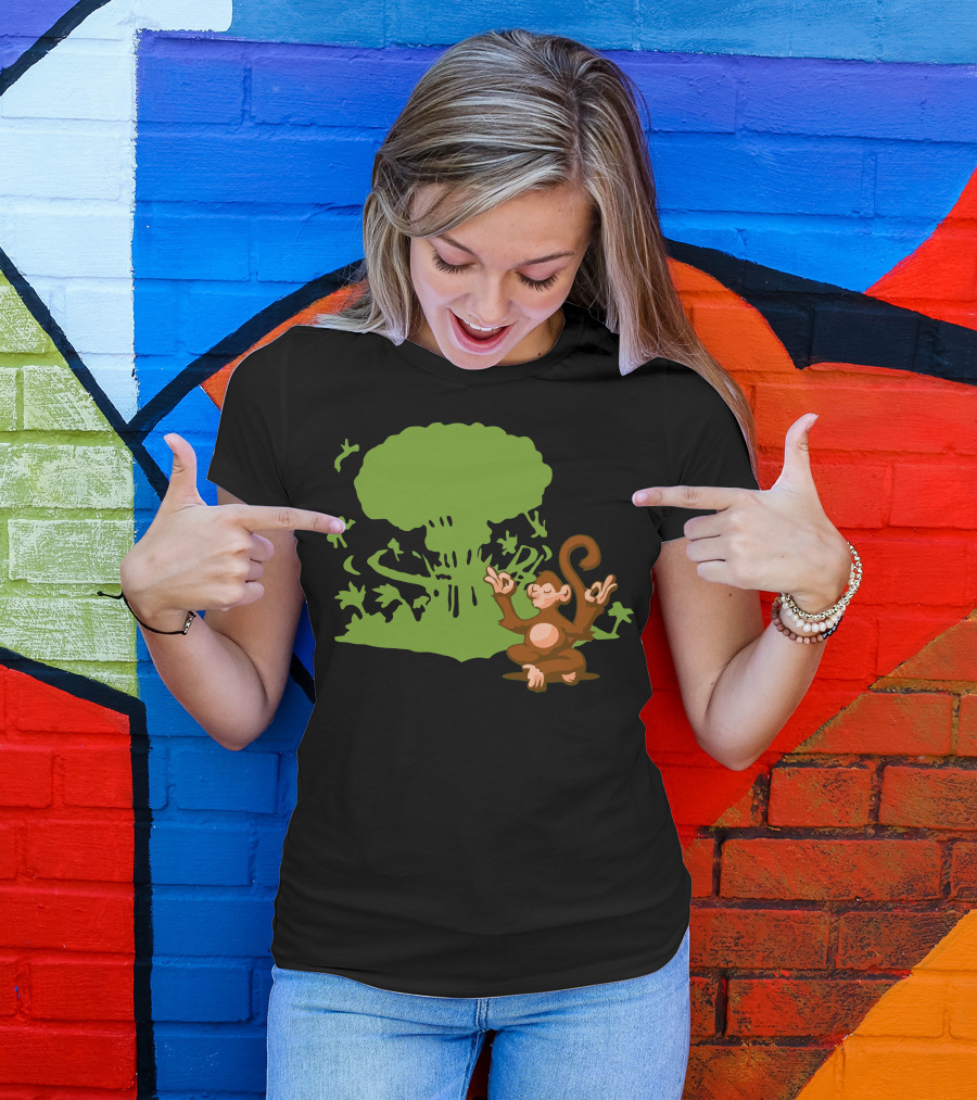 Apathetic Monkey Meditating Amidst Nuclear Explosion T-Shirt