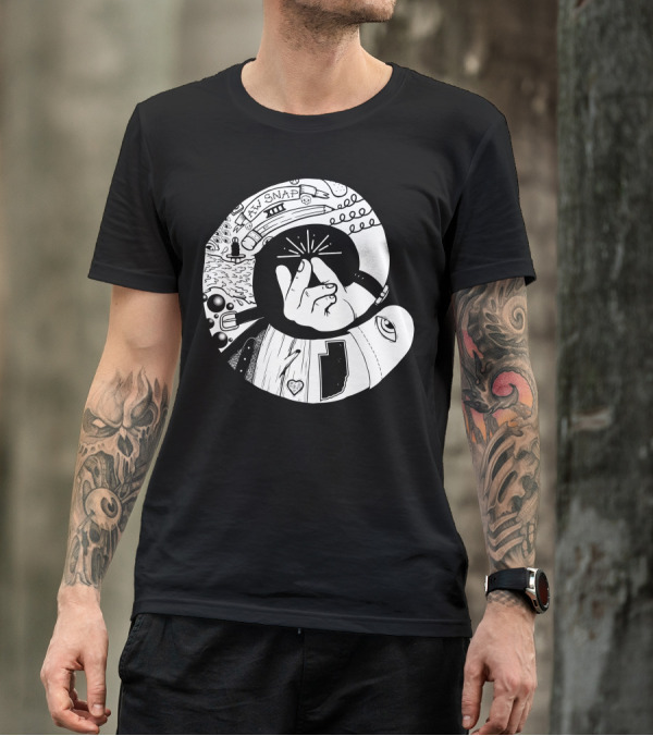 Aw Snap Hand Gesture With Cosmic Symbols And Abstract T-Shirt