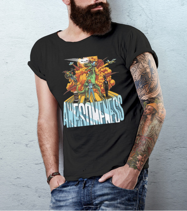 Awesomeness Dinosaur Explosions Biker Jetpack Pilot T-Shirt