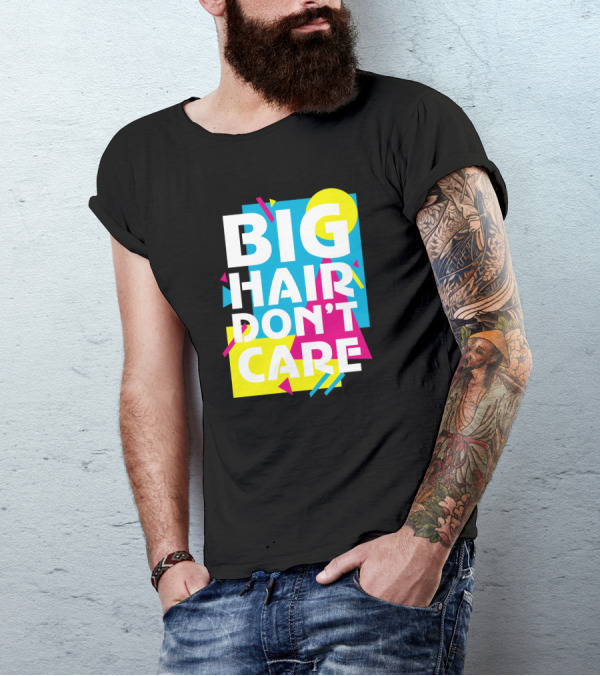 BIG HAIR DON'T CARE Bold Neon Geometric T-Shirt