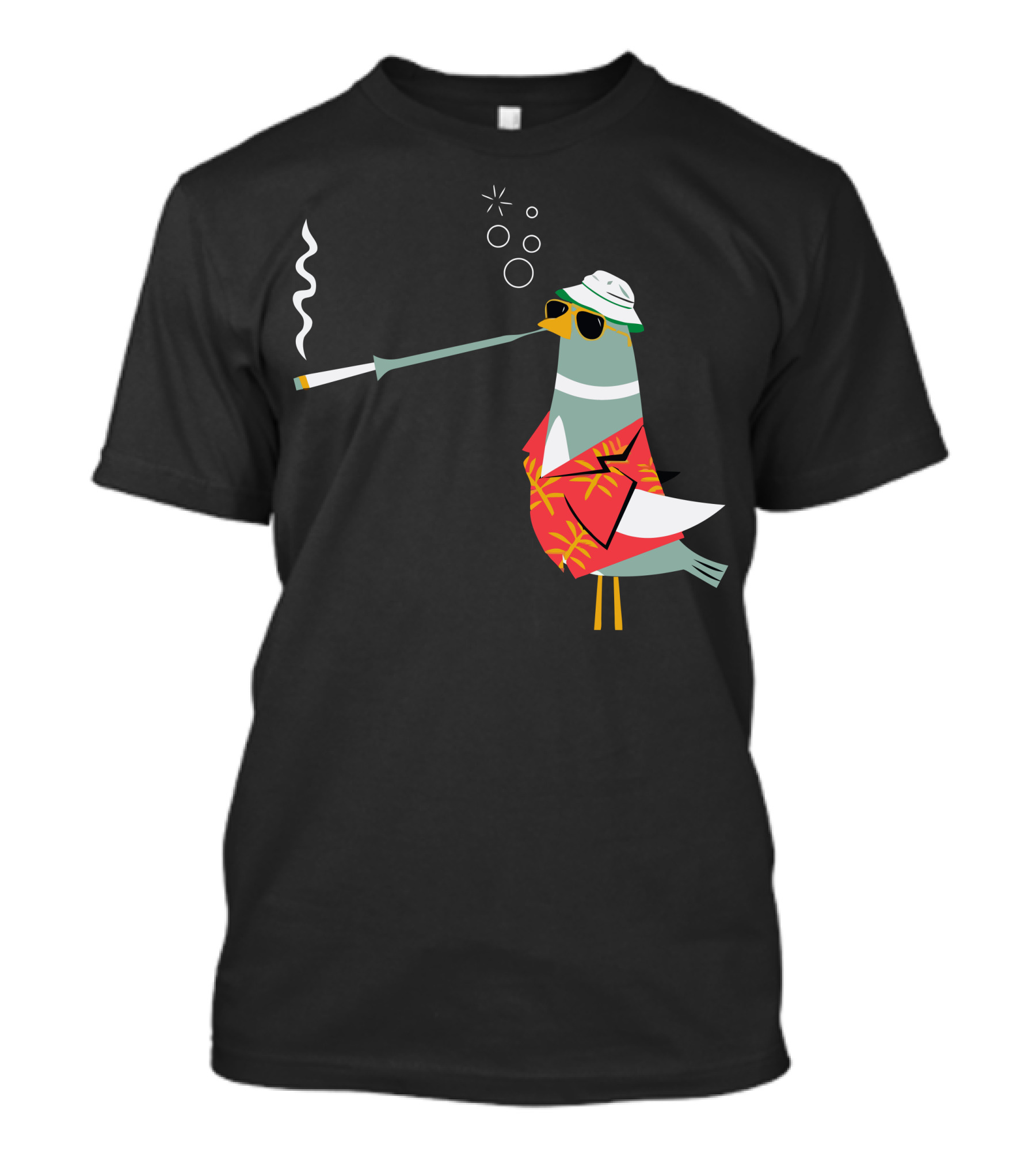 Bird And Loathing Pigeon In Hawaiian Shirt Smoking With Sunglasses T-Shirt