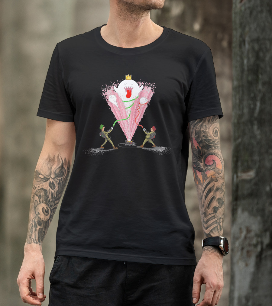 Ghost Busters Boo Battle With Crowned Ghost King And Proton Streams T-Shirt