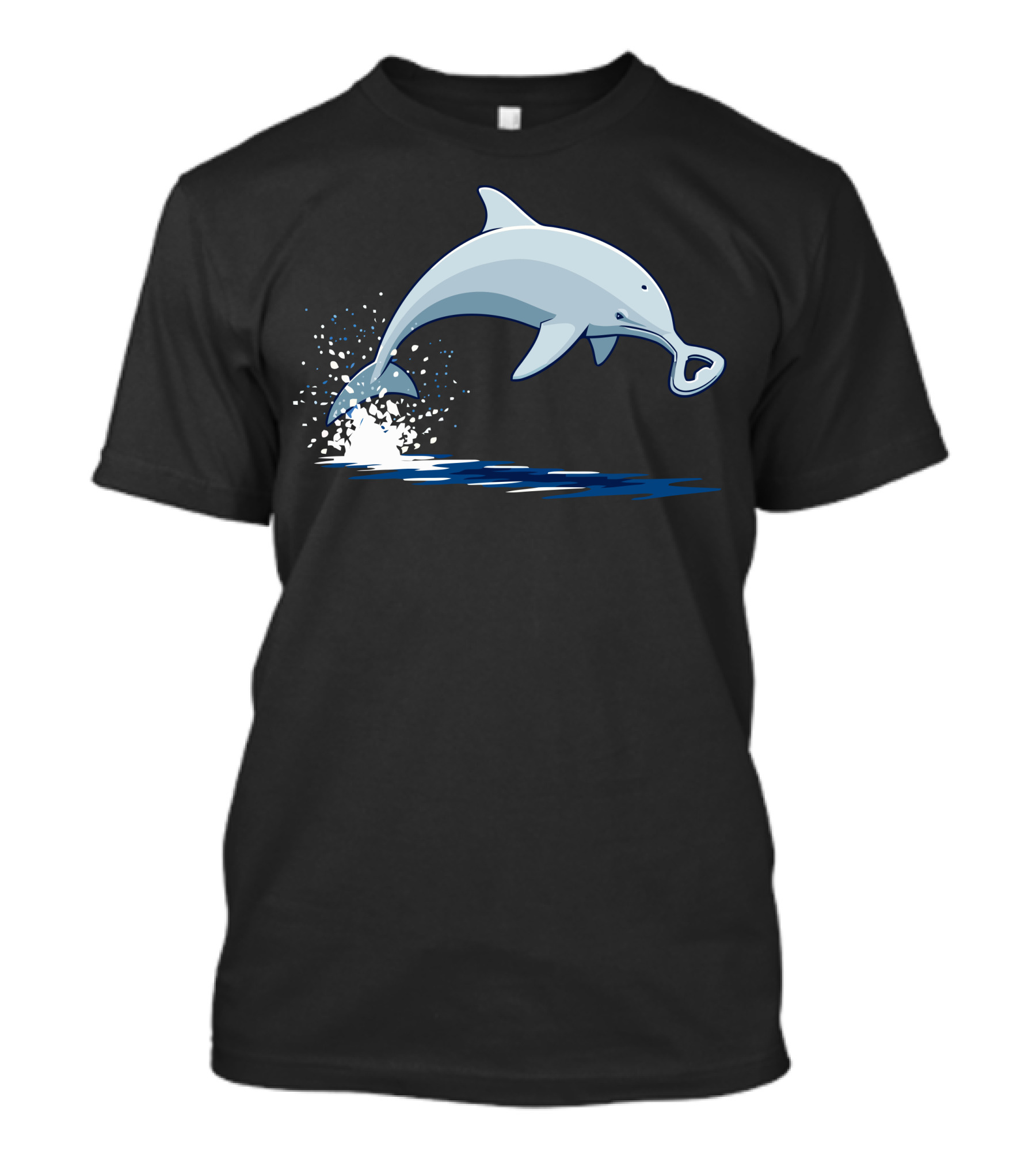 Dolphin Jumping With Bottle Opener Nose Splashing Water T-Shirt