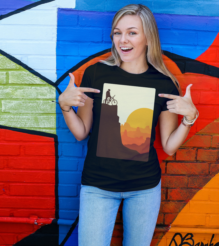 Break On The Mountain Sunset Cyclist Adventure T-Shirt